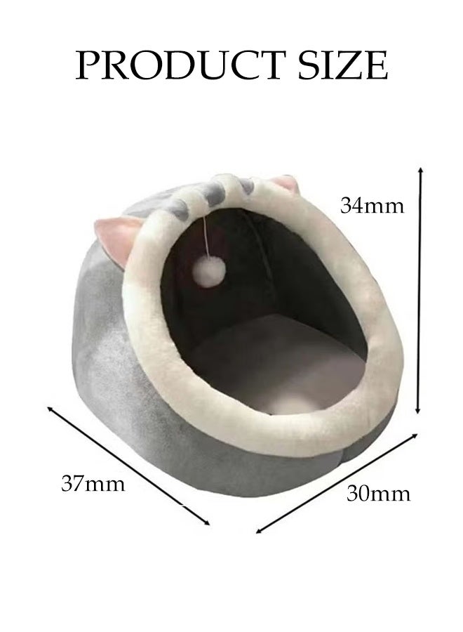 Cat Bed for Indoor with Mat and Non-slip Bottom,Cat House  with Hanging Ball, Semi-enclosed Cat House Nest for Indoor or Outdoor - Image 2